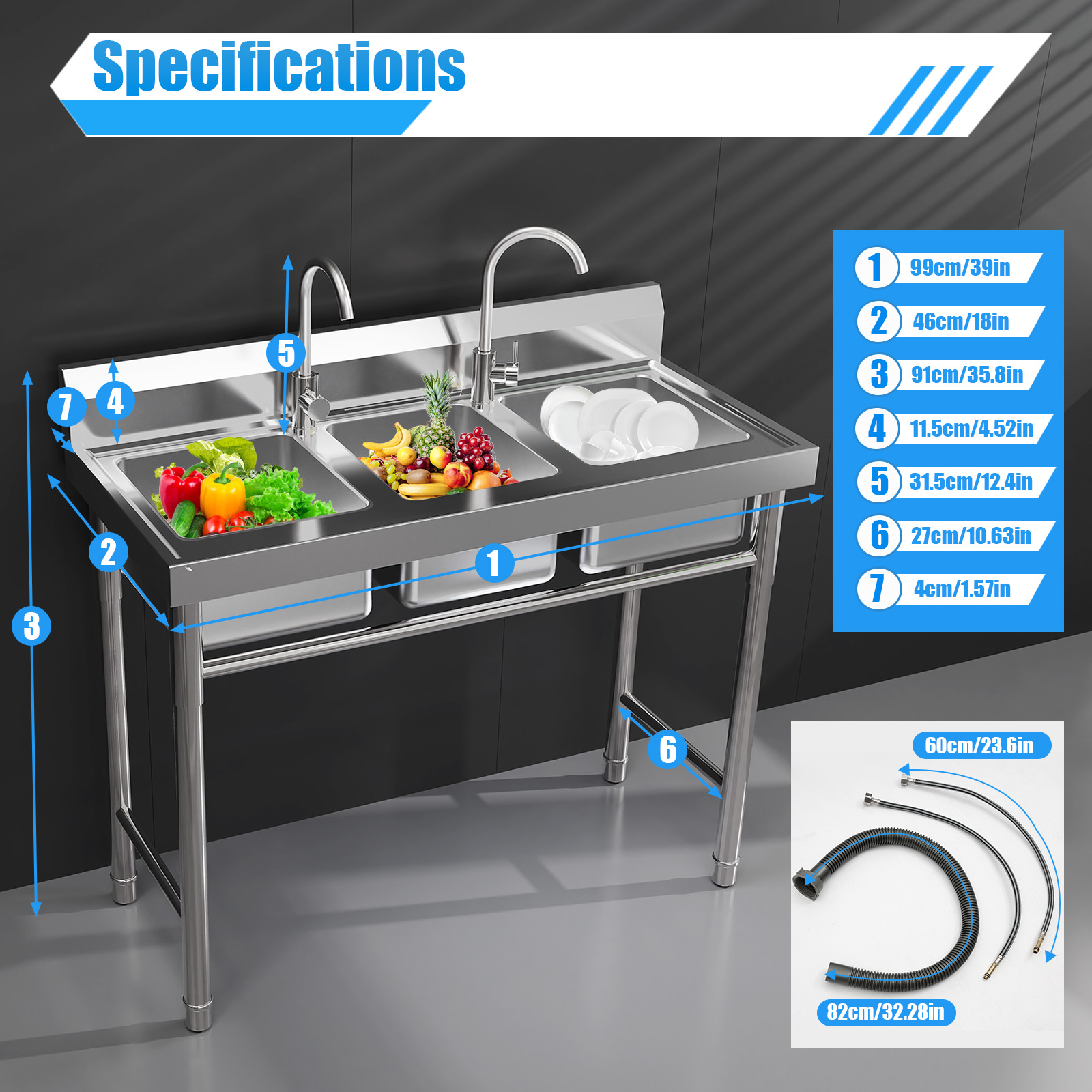 Commercial Kitchen Taps - Fregadero de Cocina de Acero Inoxidable