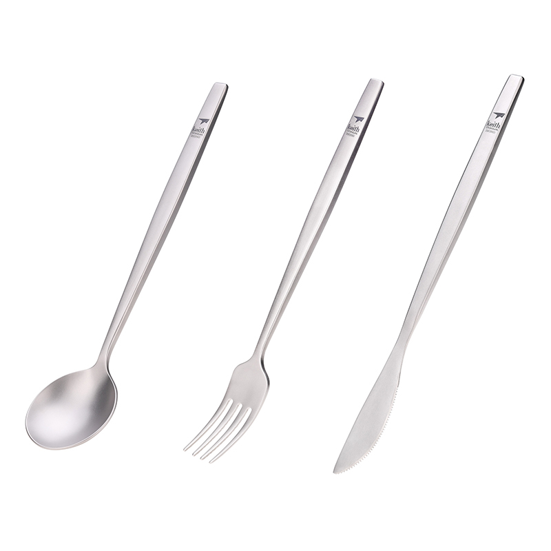 Commercial Kitchen Knives - Keith-cuchara portátil de titanio, tenedor, cuchillo,