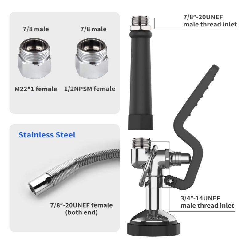 Manguera de acero inoxidable d - Commercial Kitchen Taps reseña y precio