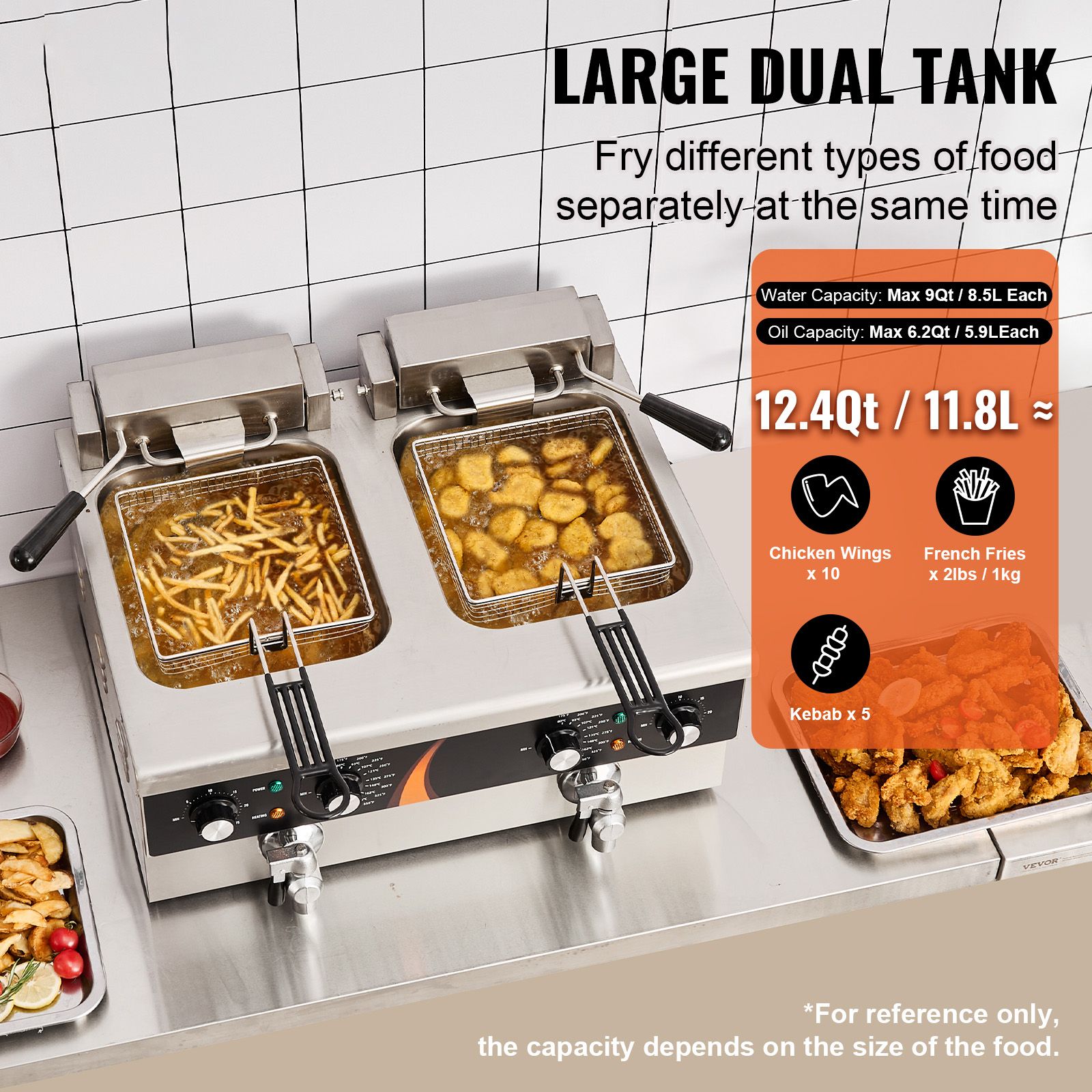 Freidora comercial de 3500W, f - Commercial Kitchen Use reseña y precio